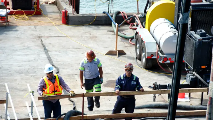 Marine construction crew members