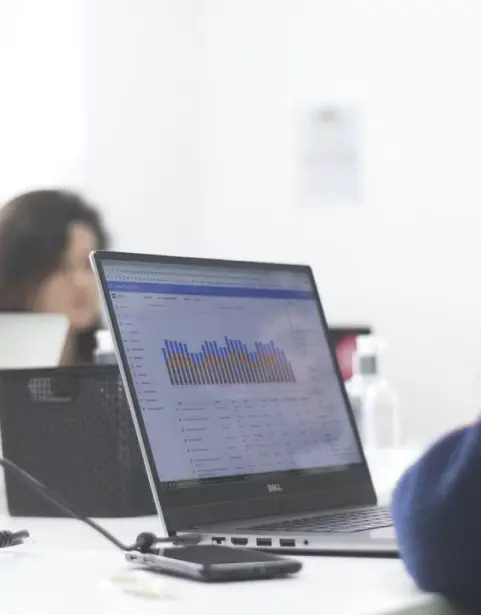 Laptop with data chart