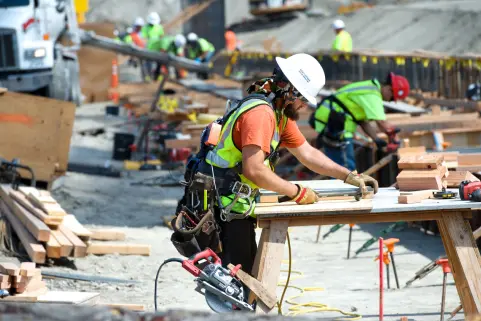 Invidual construction worker on site